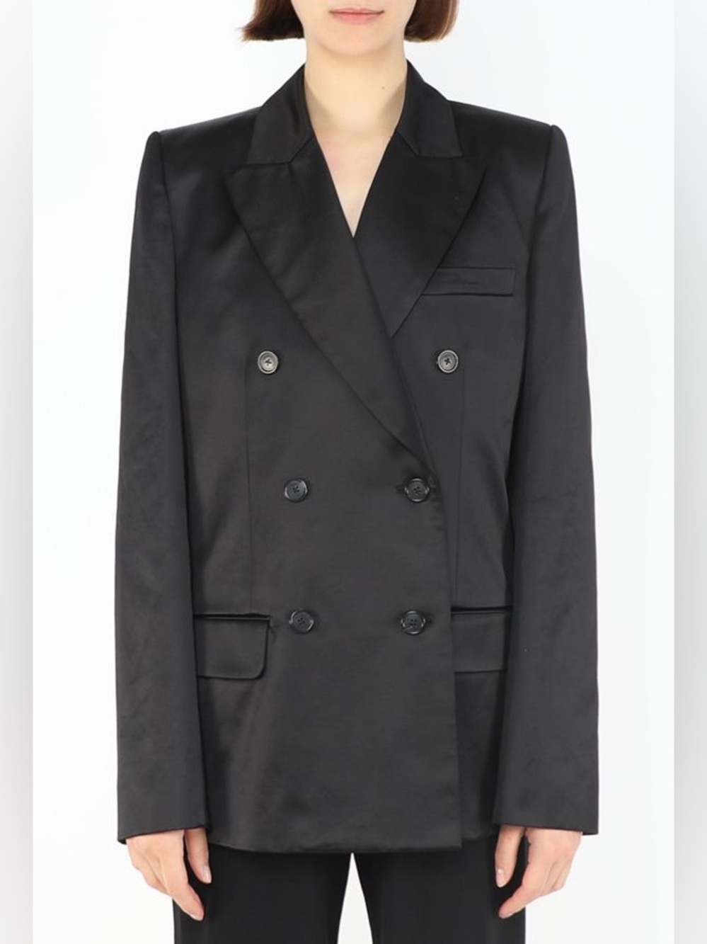 New w/ Tags Khaite The Nathan Double Breasted Cotton Blend Satin Blazer size 2